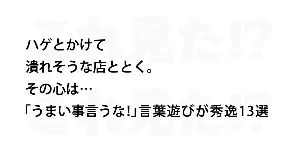 うまい事言うな 言葉遊びが秀逸13選 これ見た